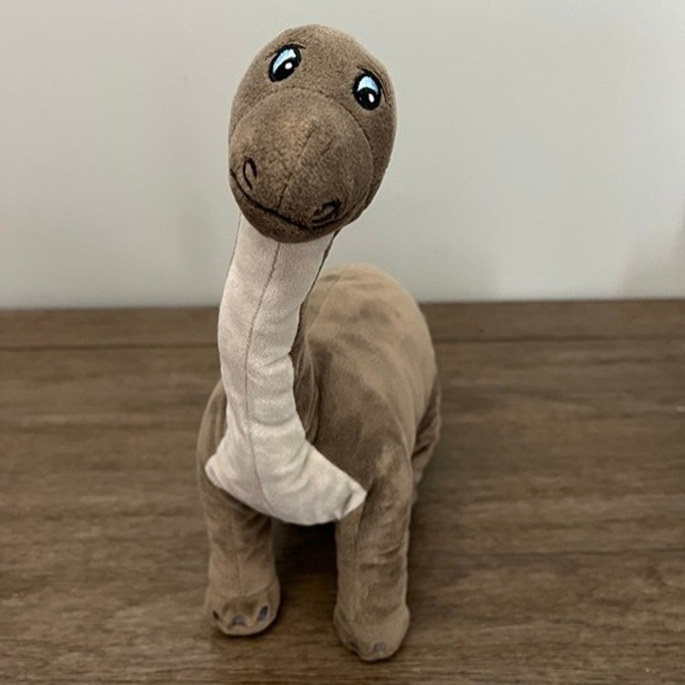Ikea Jattelik Brontosaurus Dinosaur Plush Stuffed Animal Brown Long Neck